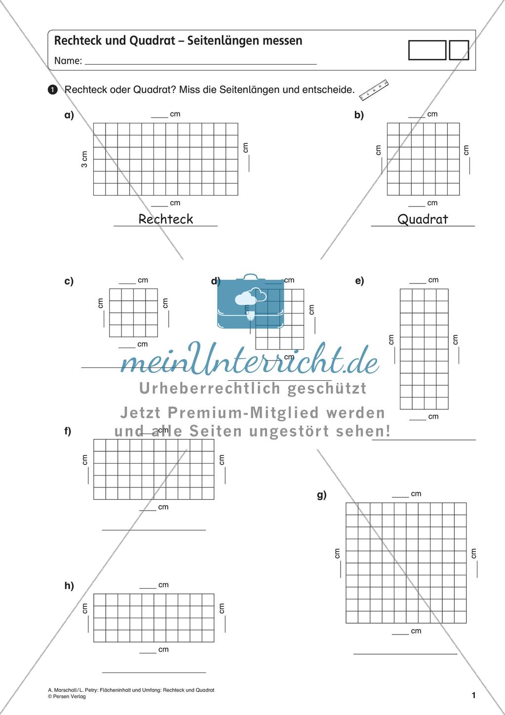 Flächeninhalt und Umfang: Rechteck und Quadrat Preview 3