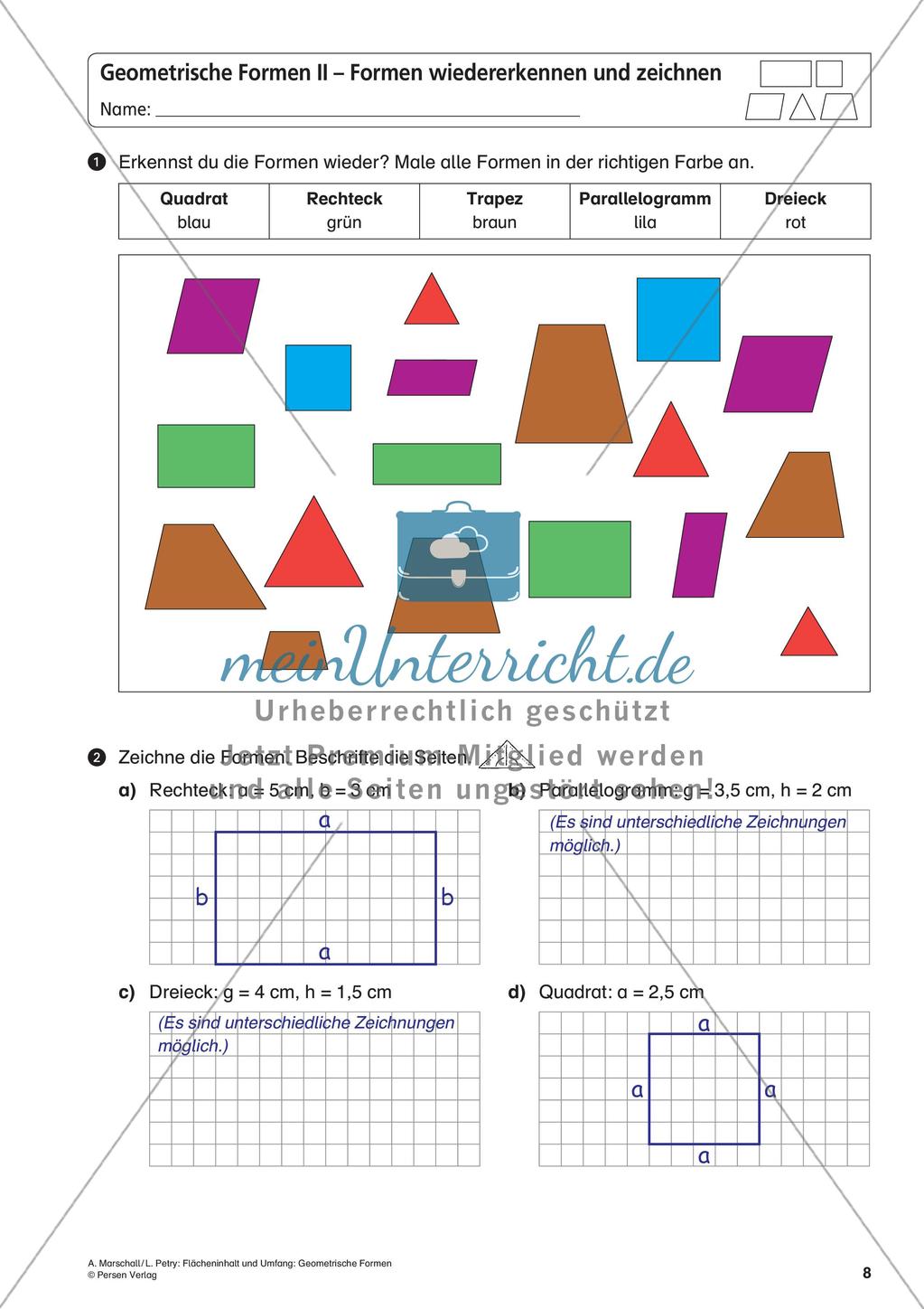 Flächeninhalt und Umfang: Geometrische Formen Preview 10