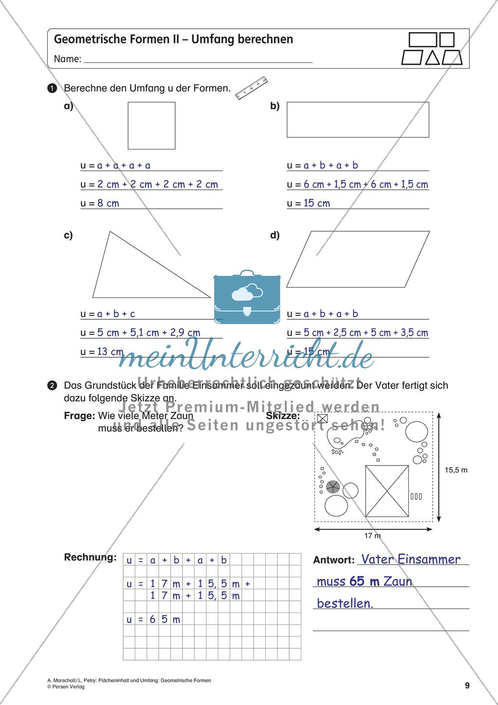 Flächeninhalt und Umfang: Geometrische Formen Preview 11
