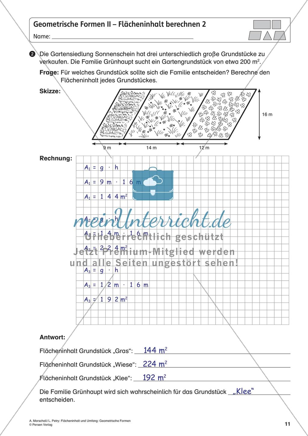Flächeninhalt und Umfang: Geometrische Formen Preview 13