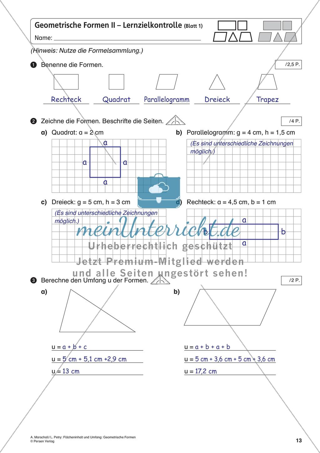 Flächeninhalt und Umfang: Geometrische Formen Preview 15