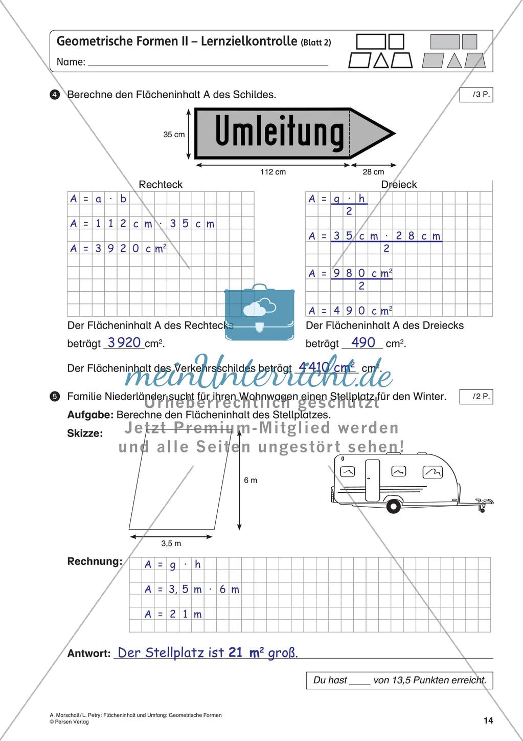 Flächeninhalt und Umfang: Geometrische Formen Preview 16