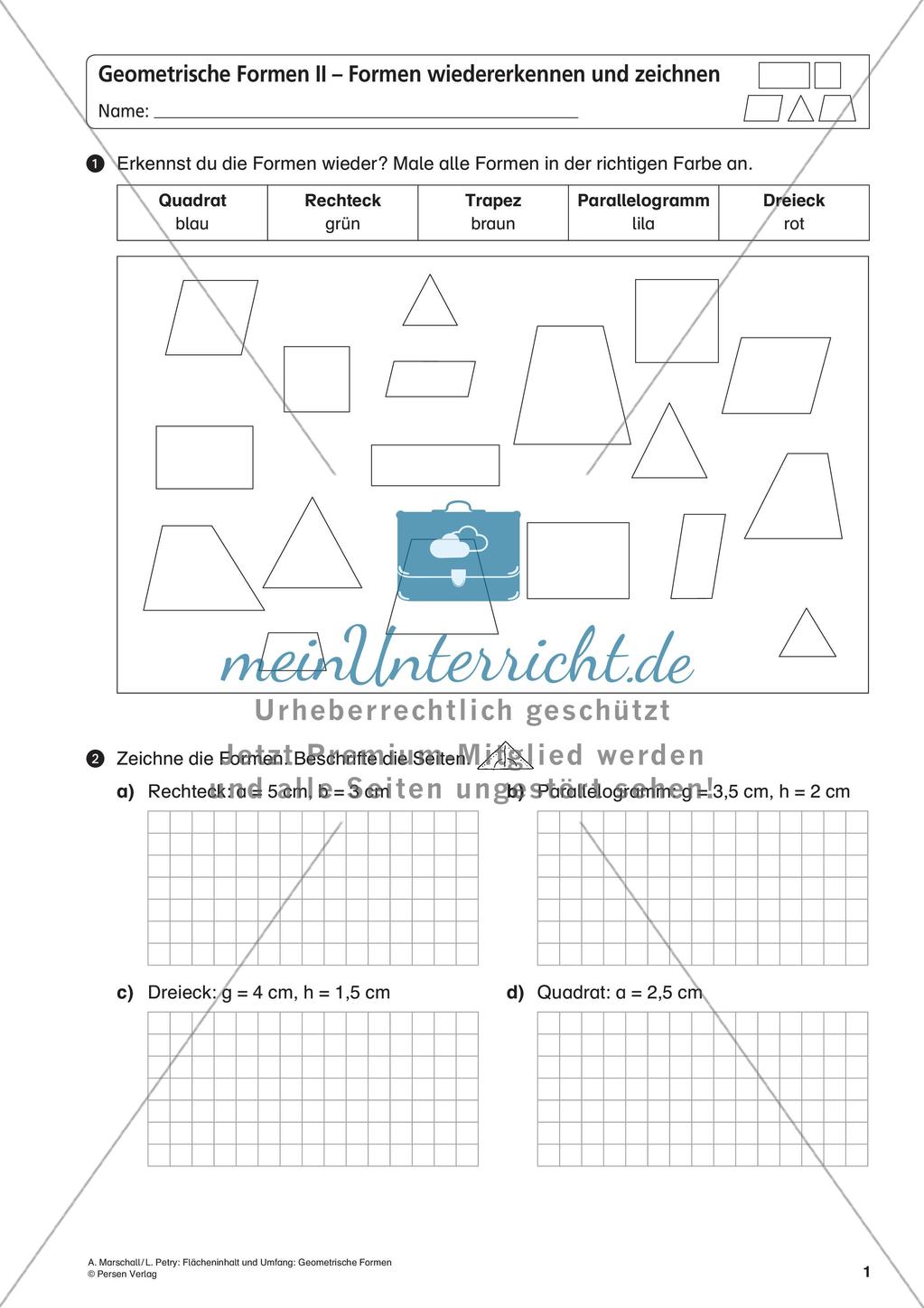 Flächeninhalt und Umfang: Geometrische Formen Preview 3
