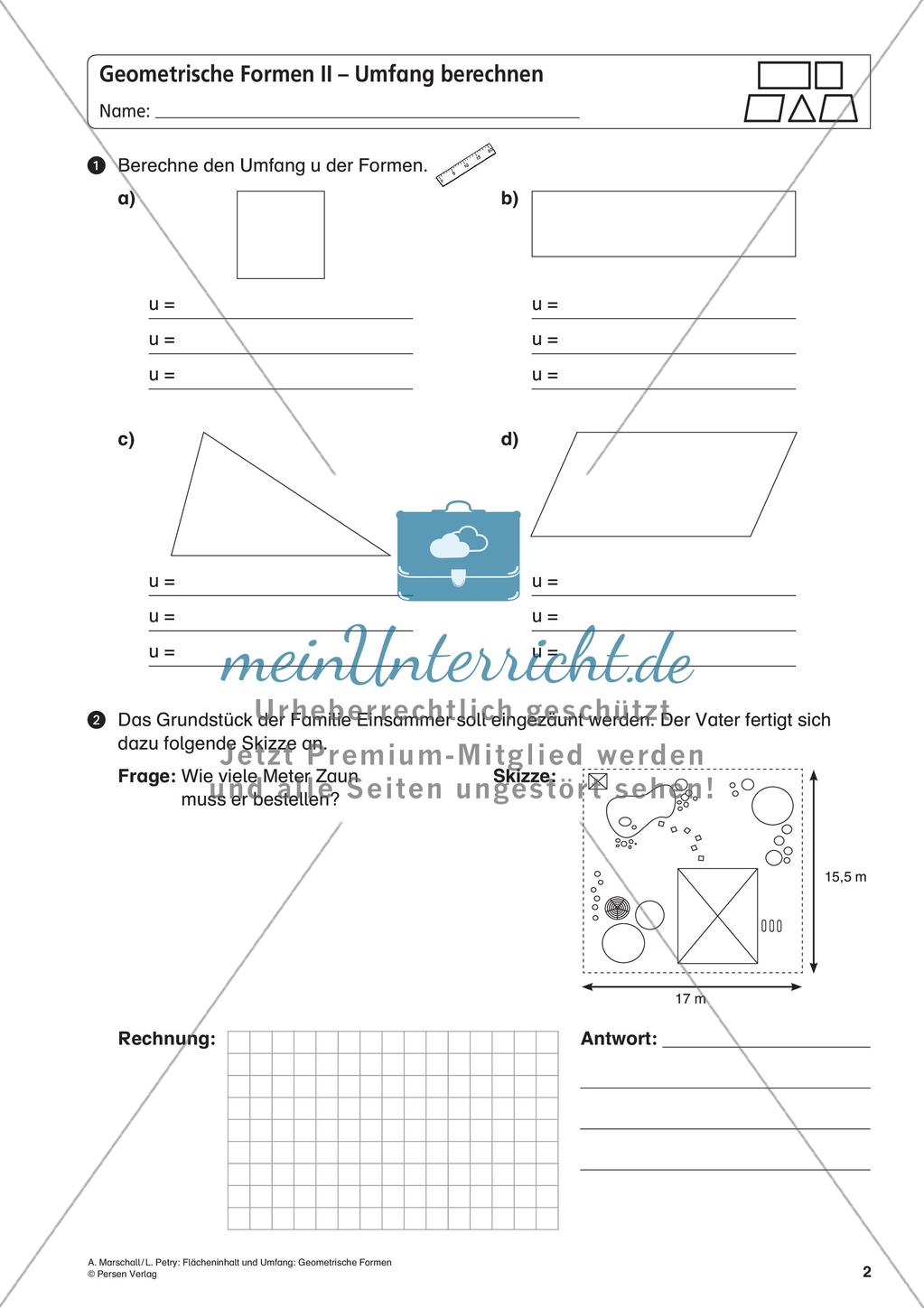 Flächeninhalt und Umfang: Geometrische Formen Preview 4