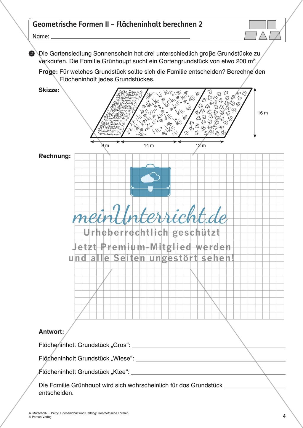Flächeninhalt und Umfang: Geometrische Formen Preview 6