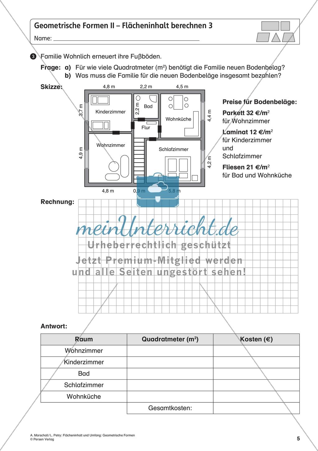 Flächeninhalt und Umfang: Geometrische Formen Preview 7
