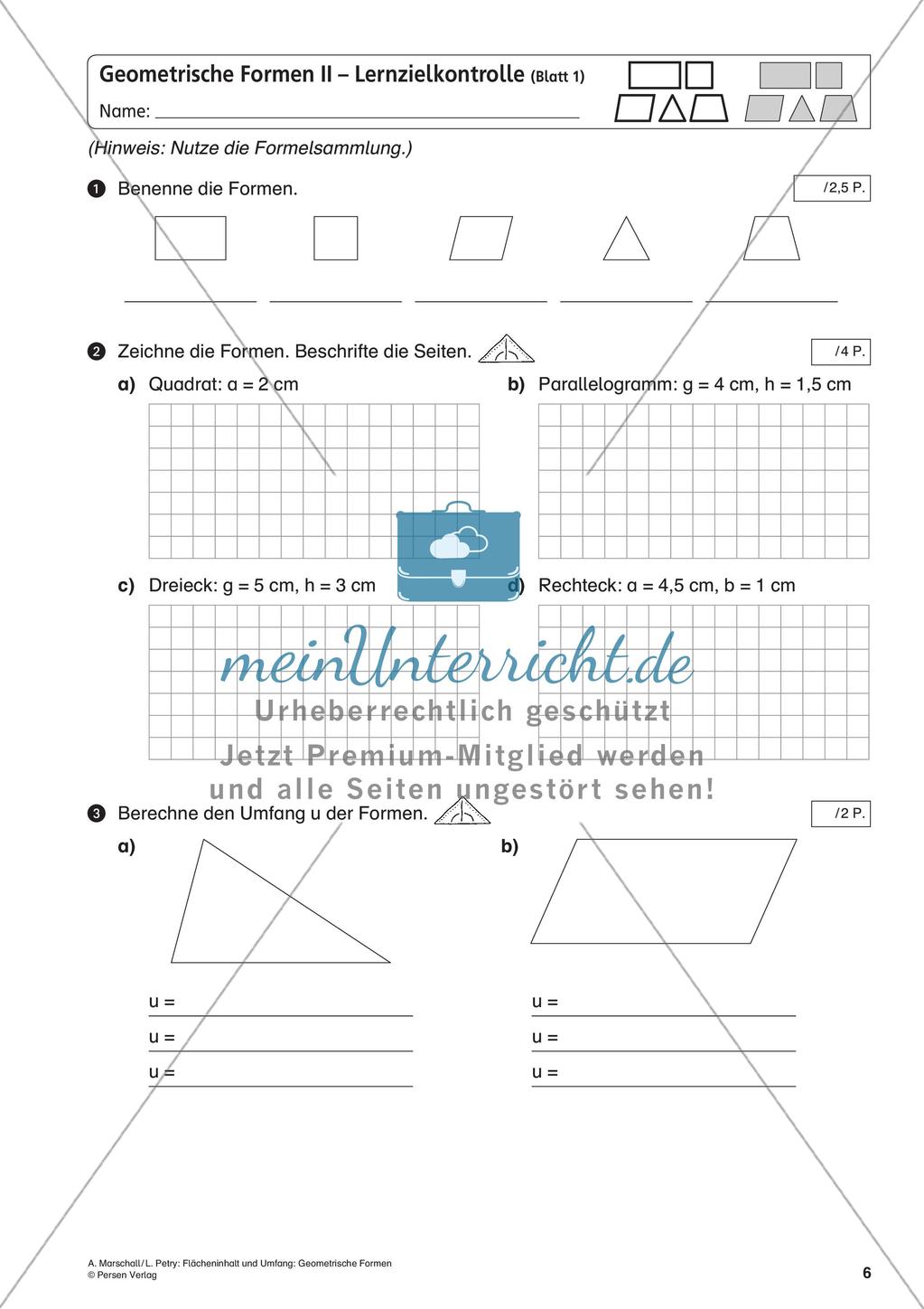 Flächeninhalt und Umfang: Geometrische Formen Preview 8