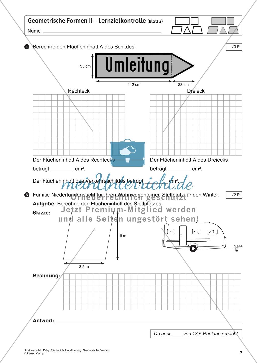 Flächeninhalt und Umfang: Geometrische Formen Preview 9