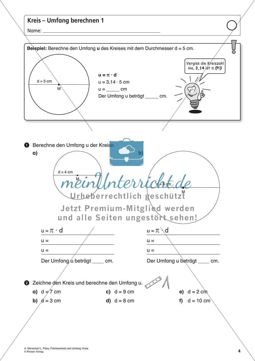 Flächeninhalt und Umfang: Der Kreis Preview 6