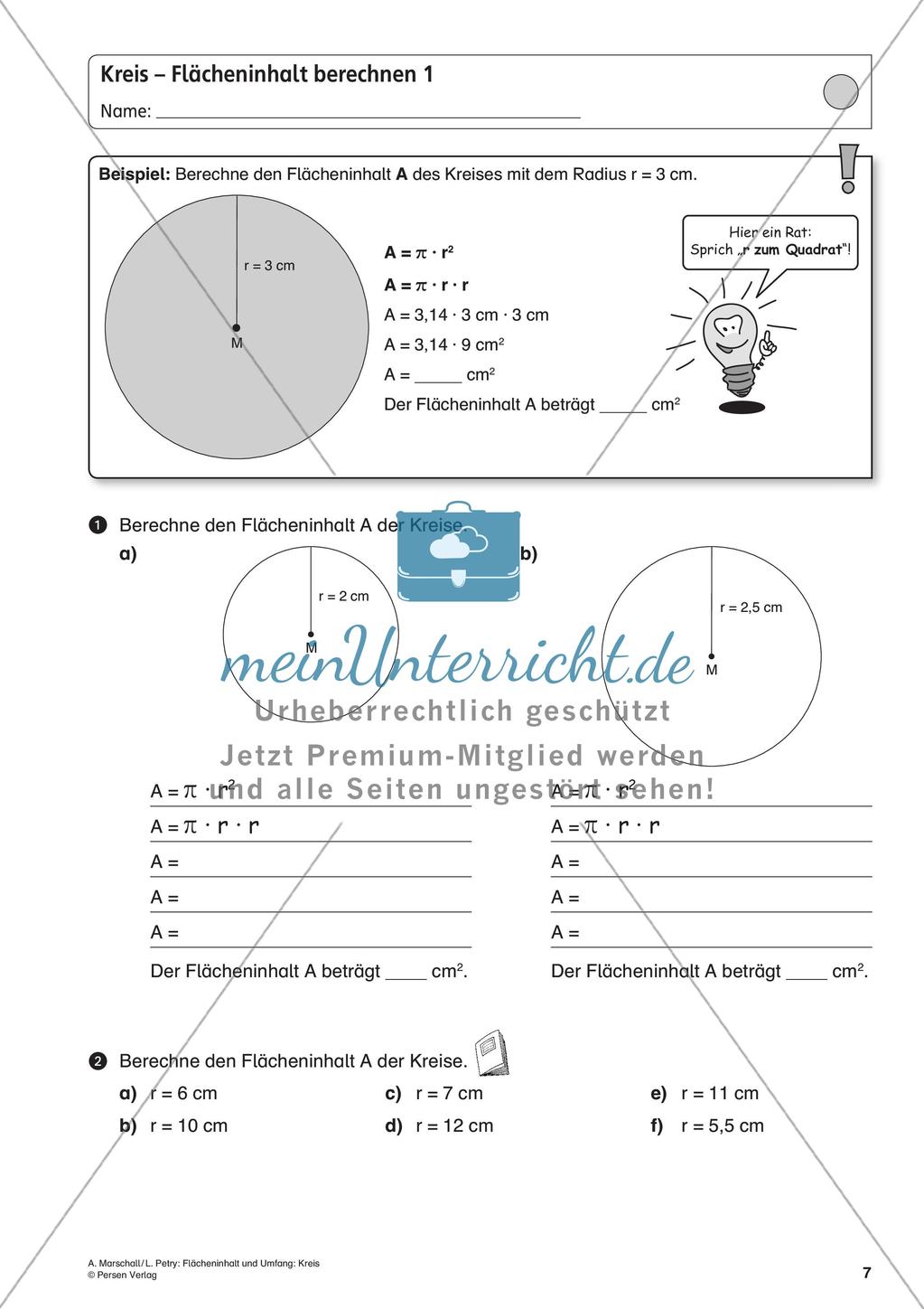 Flächeninhalt und Umfang: Der Kreis Preview 9