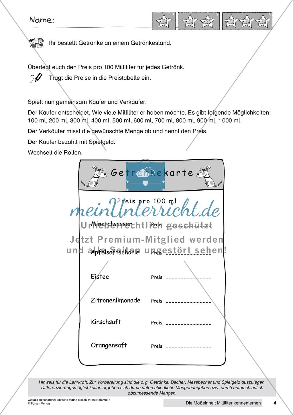 Das Kennenlernen der Maßeinheit Milliliter Preview 6