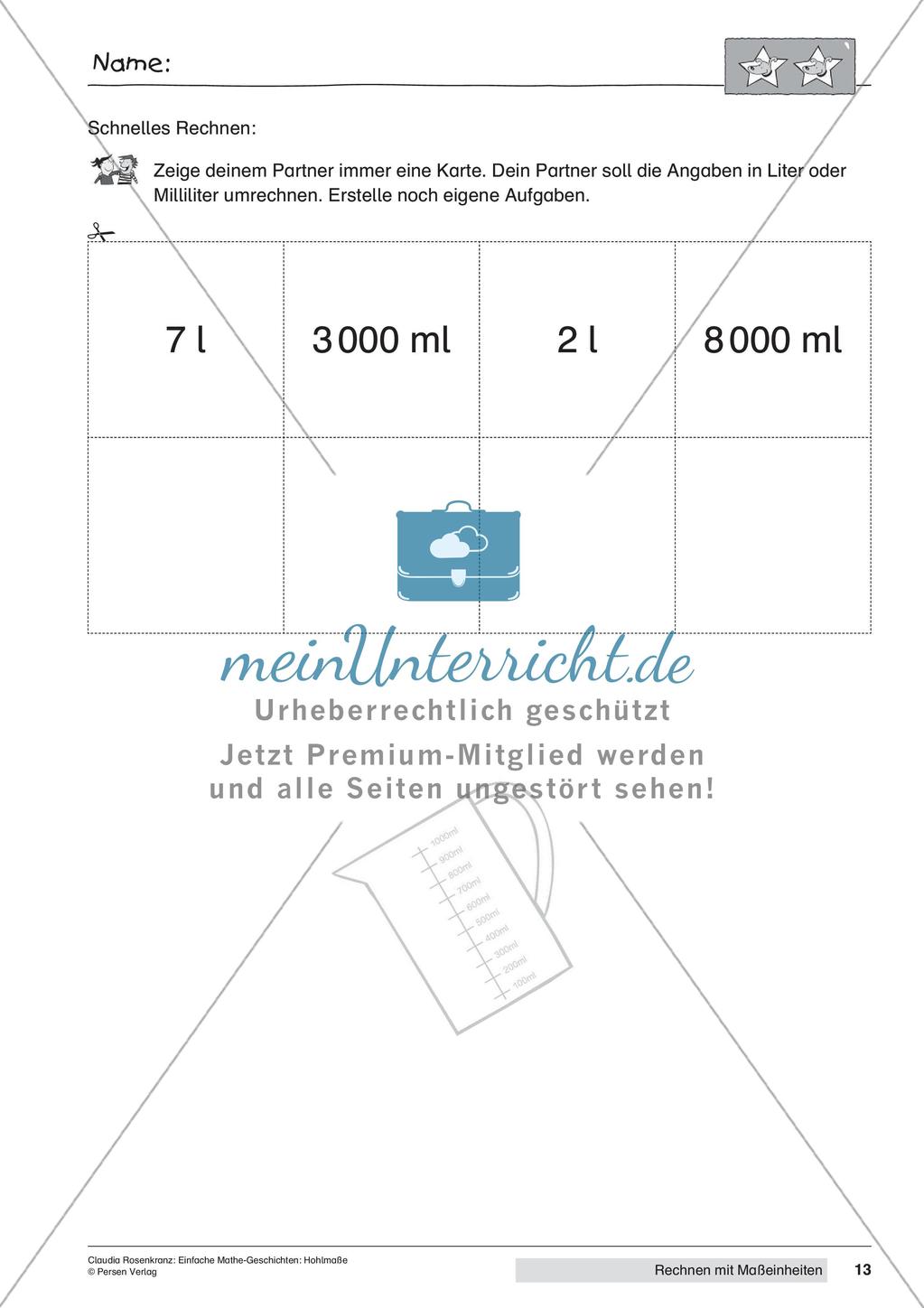 Das Rechnen mit den Maßeinheiten Liter und Milliliter Preview 15