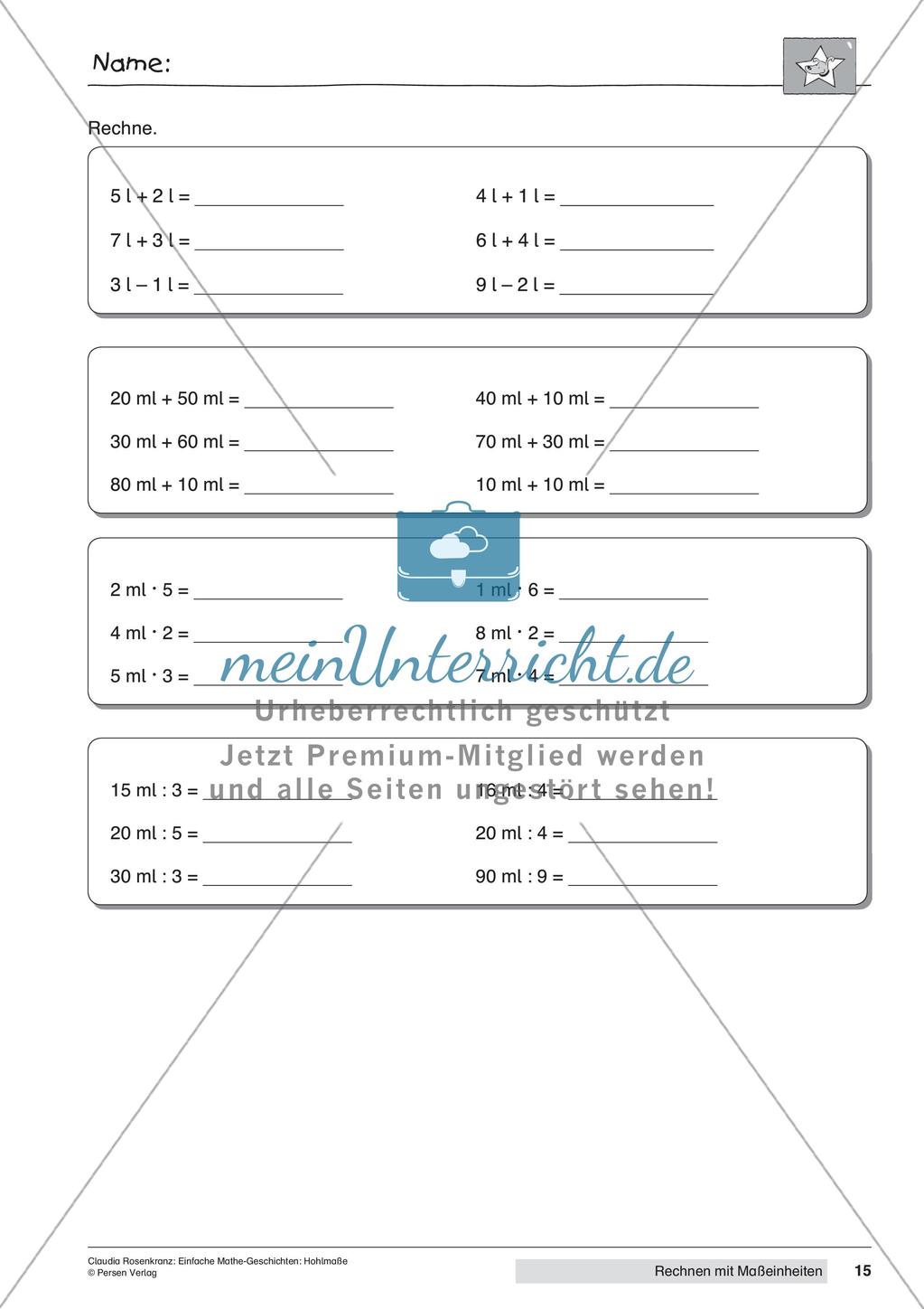 Das Rechnen mit den Maßeinheiten Liter und Milliliter Preview 17