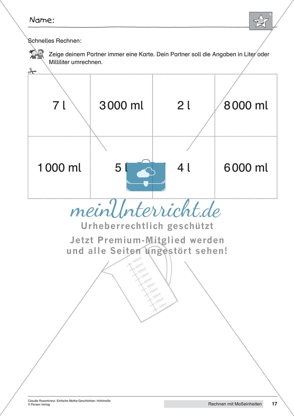 Das Rechnen mit den Maßeinheiten Liter und Milliliter Preview 19