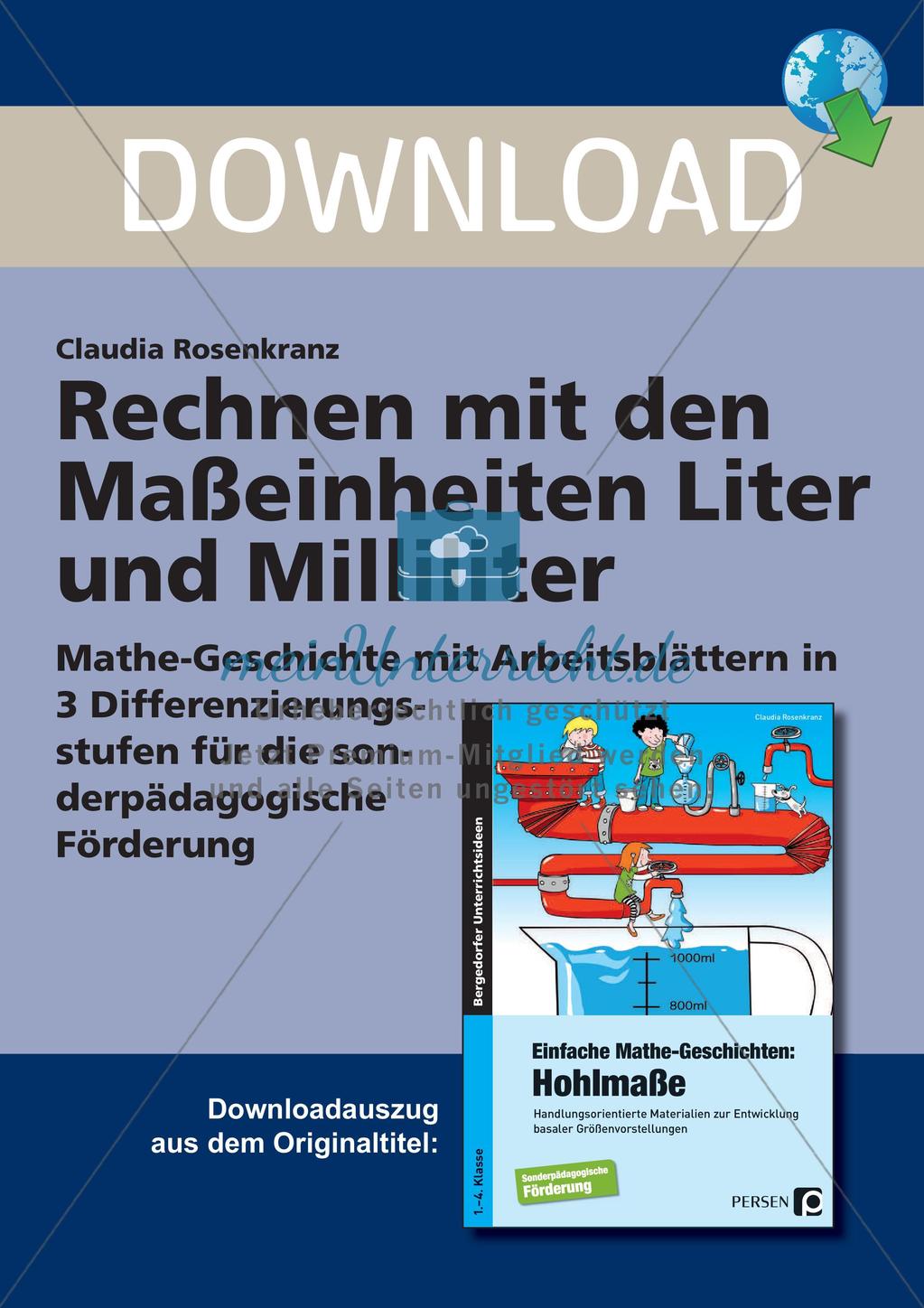 Das Rechnen mit den Maßeinheiten Liter und Milliliter Preview 1