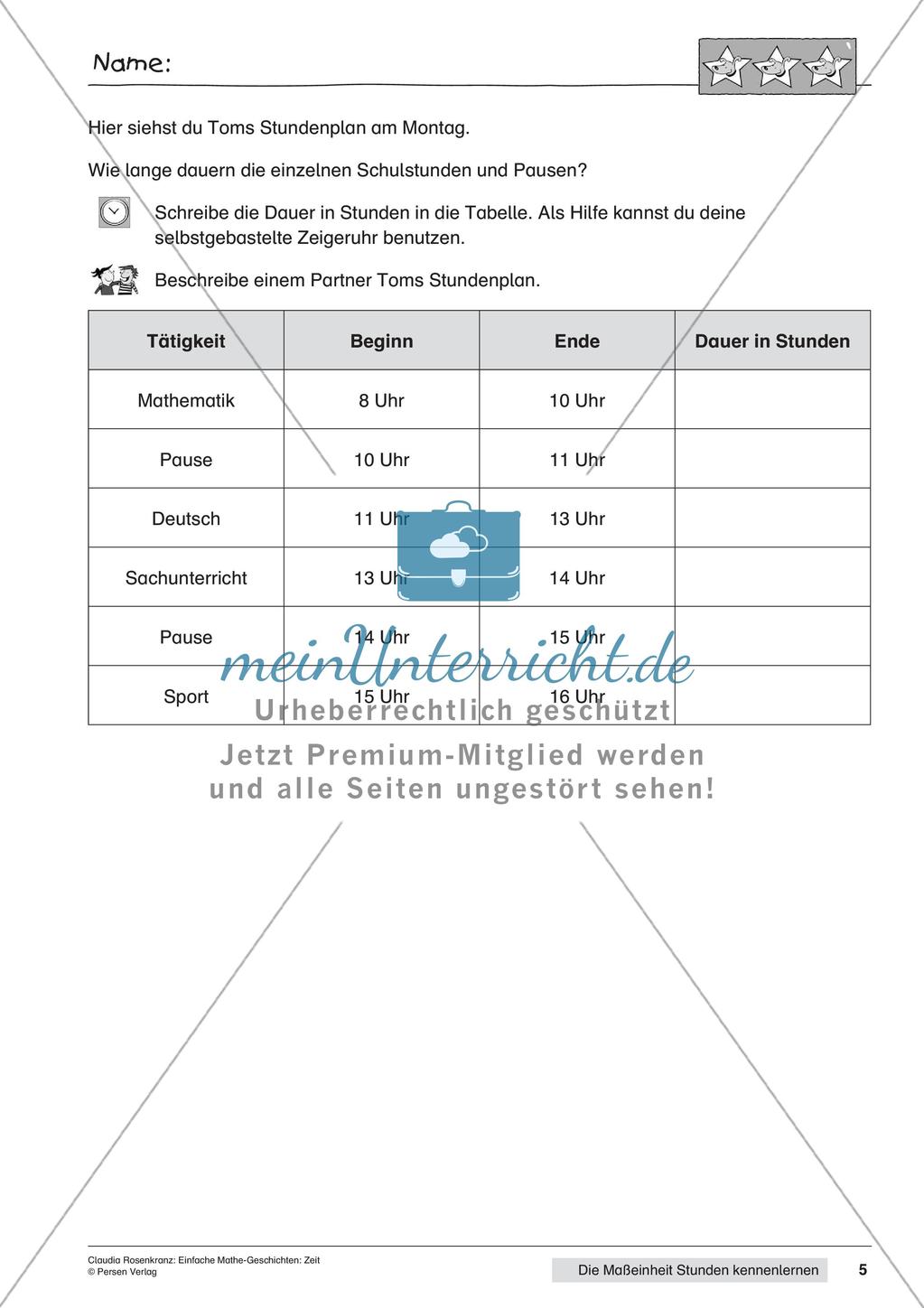 Das Kennenlernen der Maßeinheit Stunden Preview 7