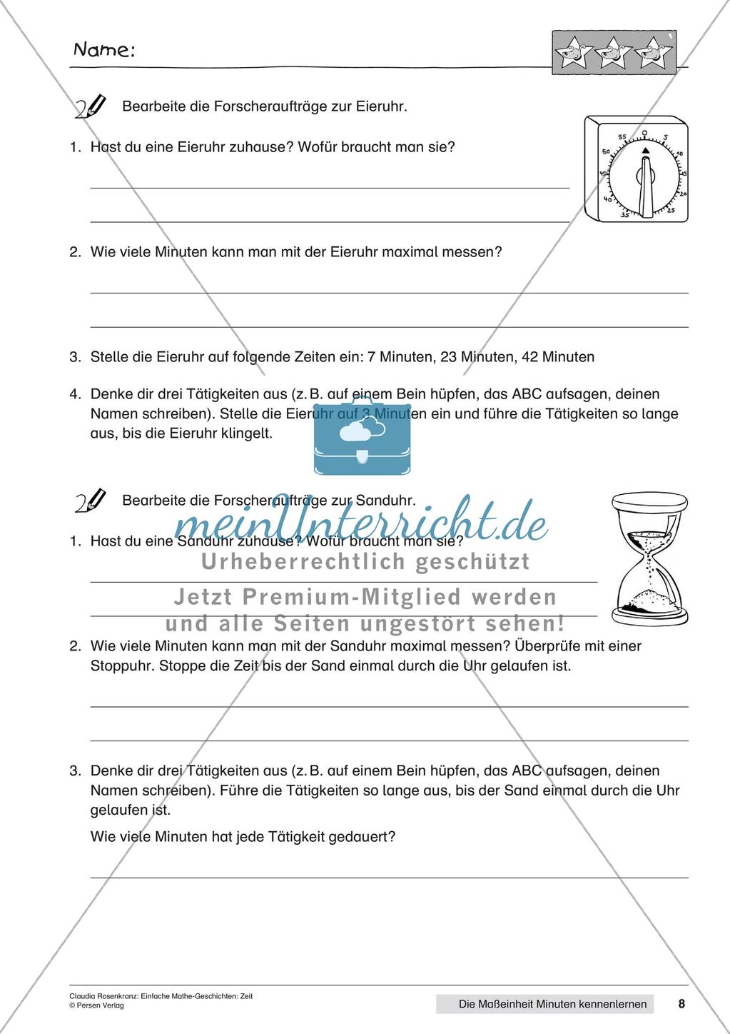 Das Kennenlernen der Maßeinheit Minuten Preview 10