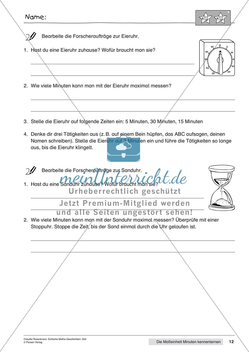 Das Kennenlernen der Maßeinheit Minuten Preview 14