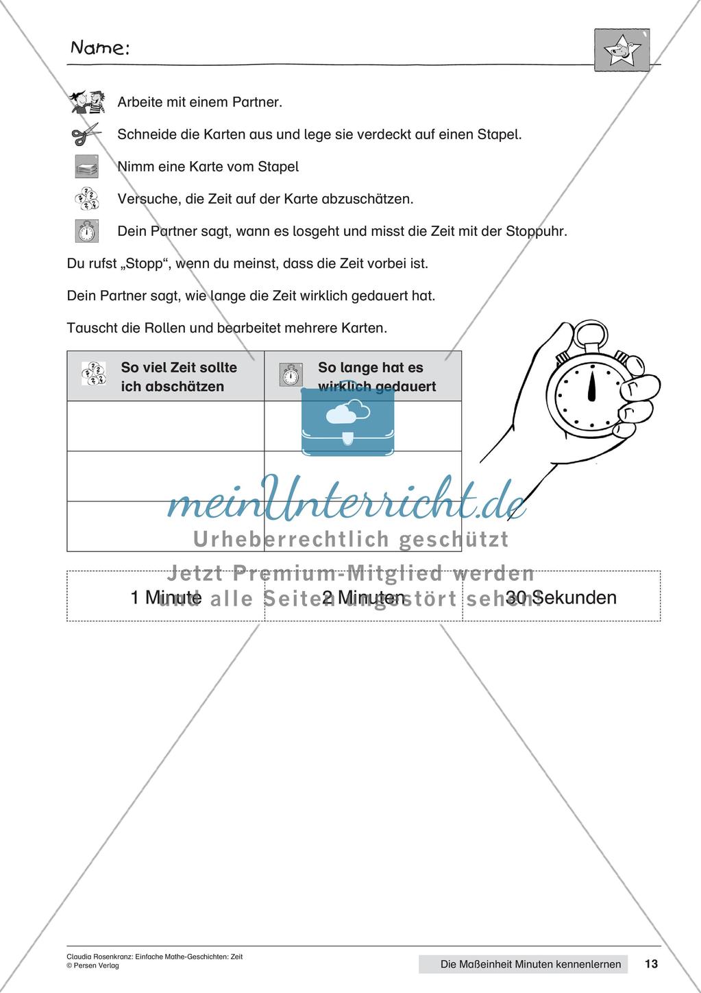 Das Kennenlernen der Maßeinheit Minuten Preview 15