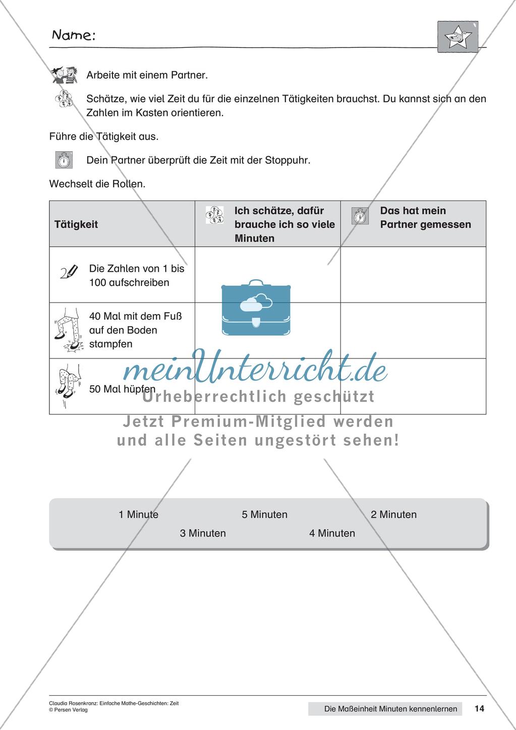 Das Kennenlernen der Maßeinheit Minuten Preview 16