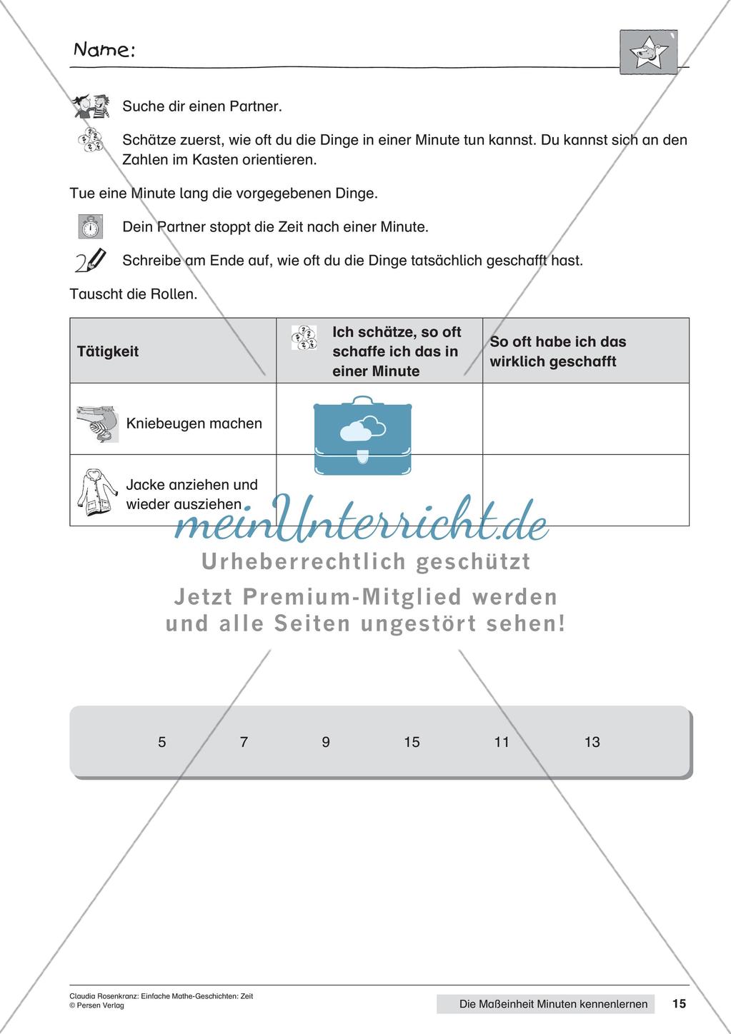Das Kennenlernen der Maßeinheit Minuten Preview 17