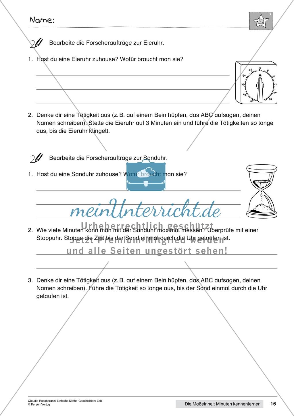 Das Kennenlernen der Maßeinheit Minuten Preview 18