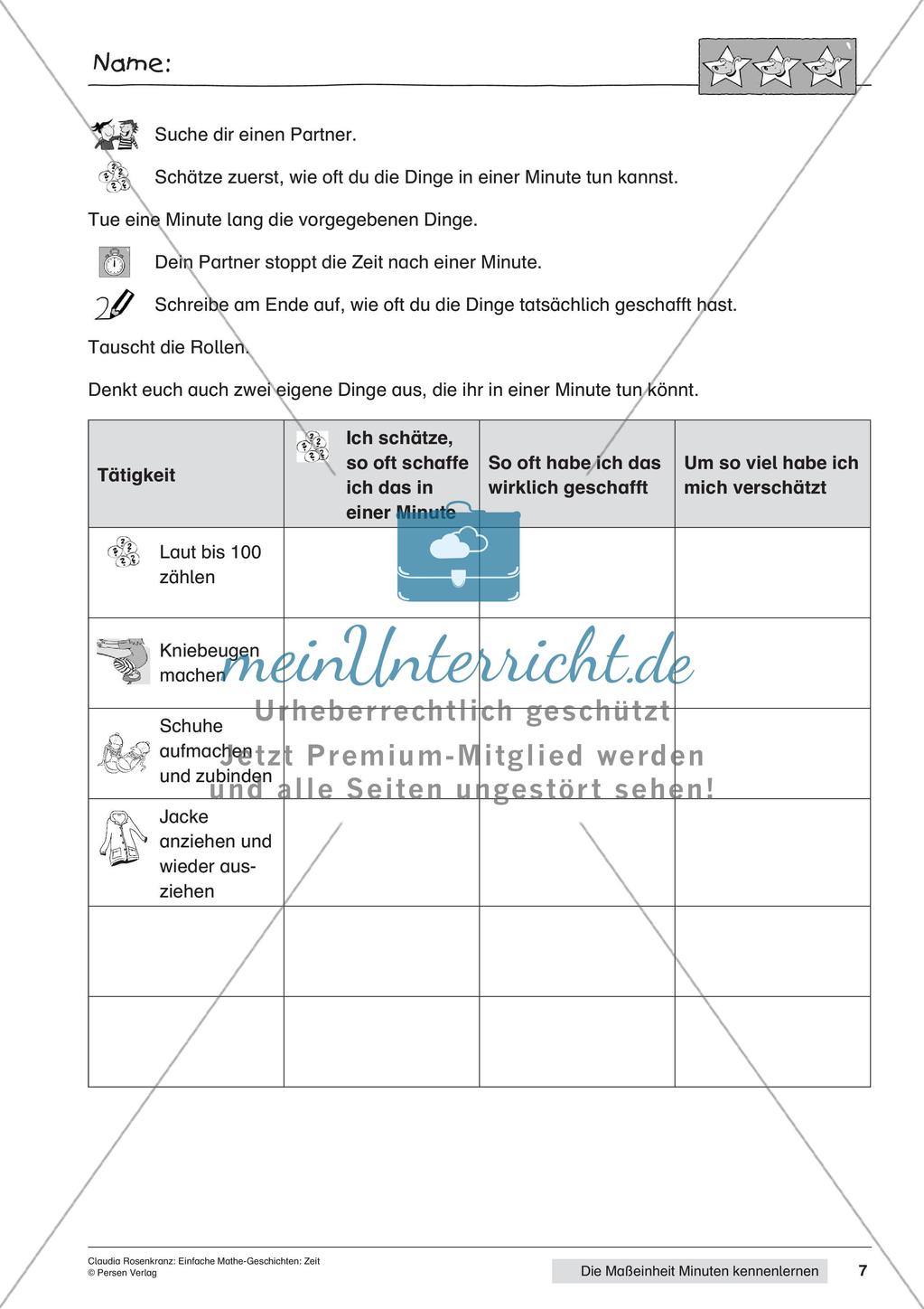 Das Kennenlernen der Maßeinheit Minuten Preview 9