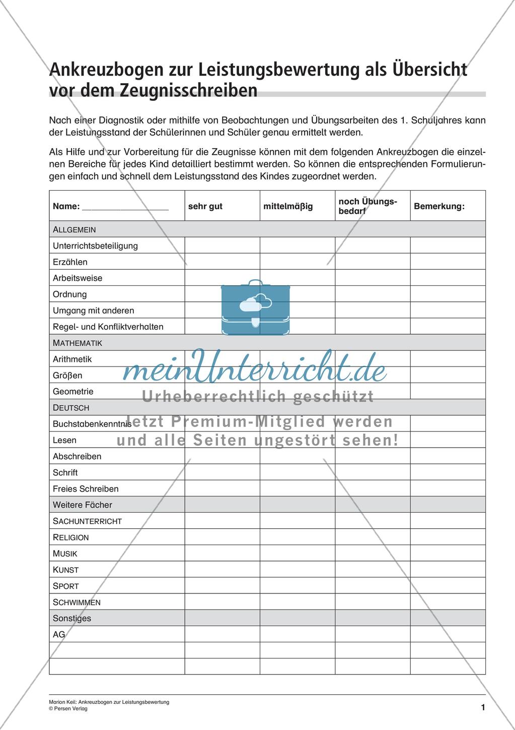 Bogen zur Leistungsbewertung Preview 3