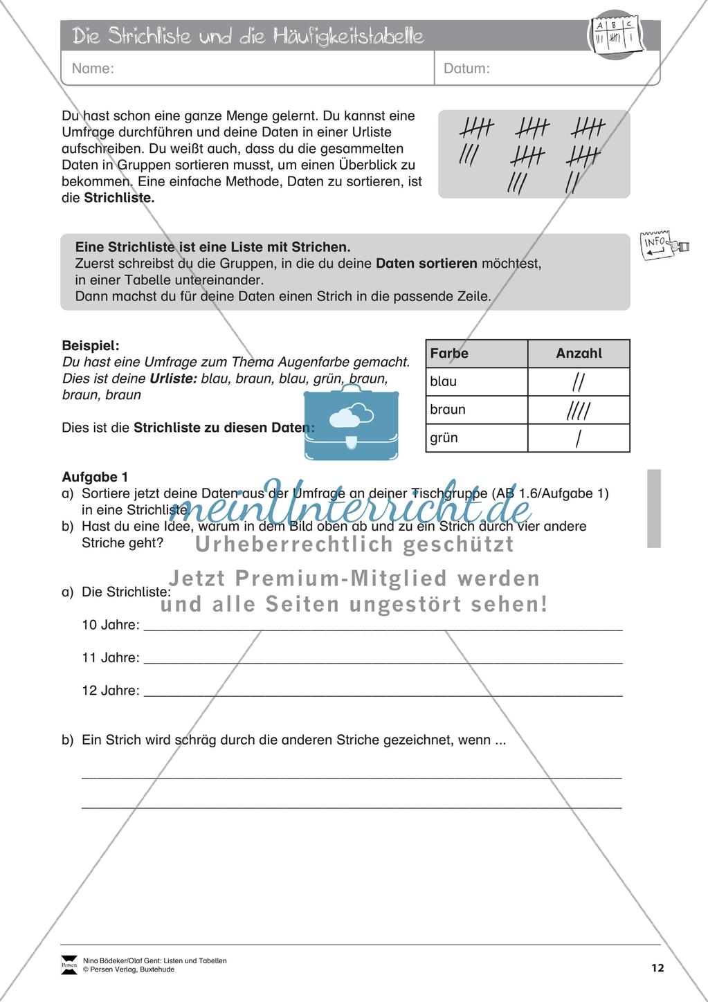 Statistik: Listen und Tabellen Preview 14