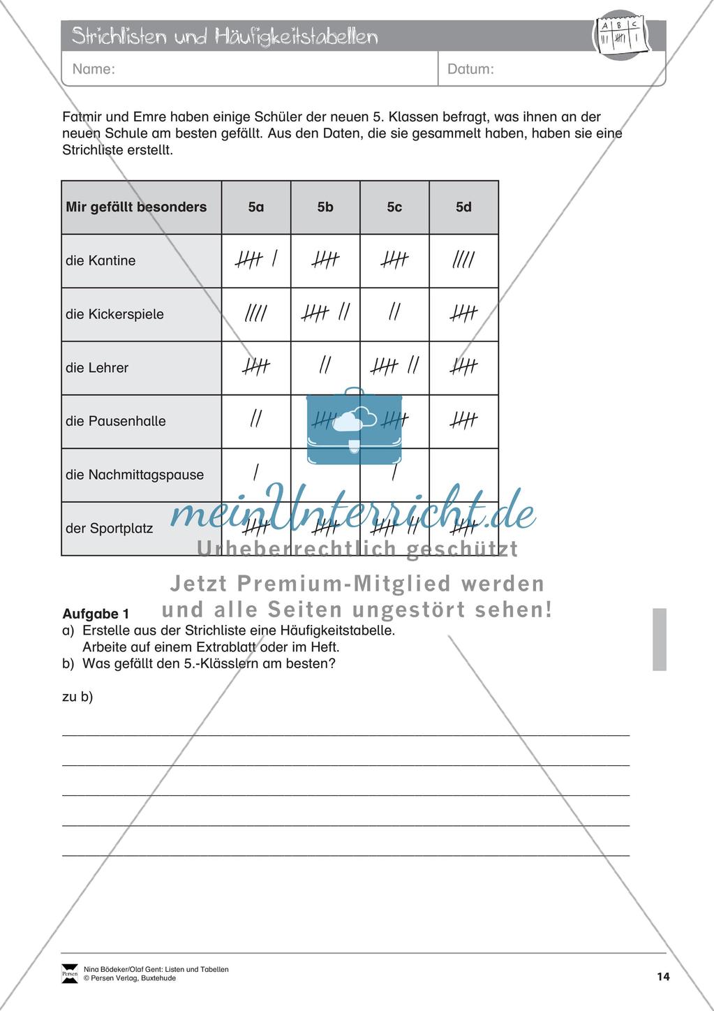Statistik: Listen und Tabellen Preview 16