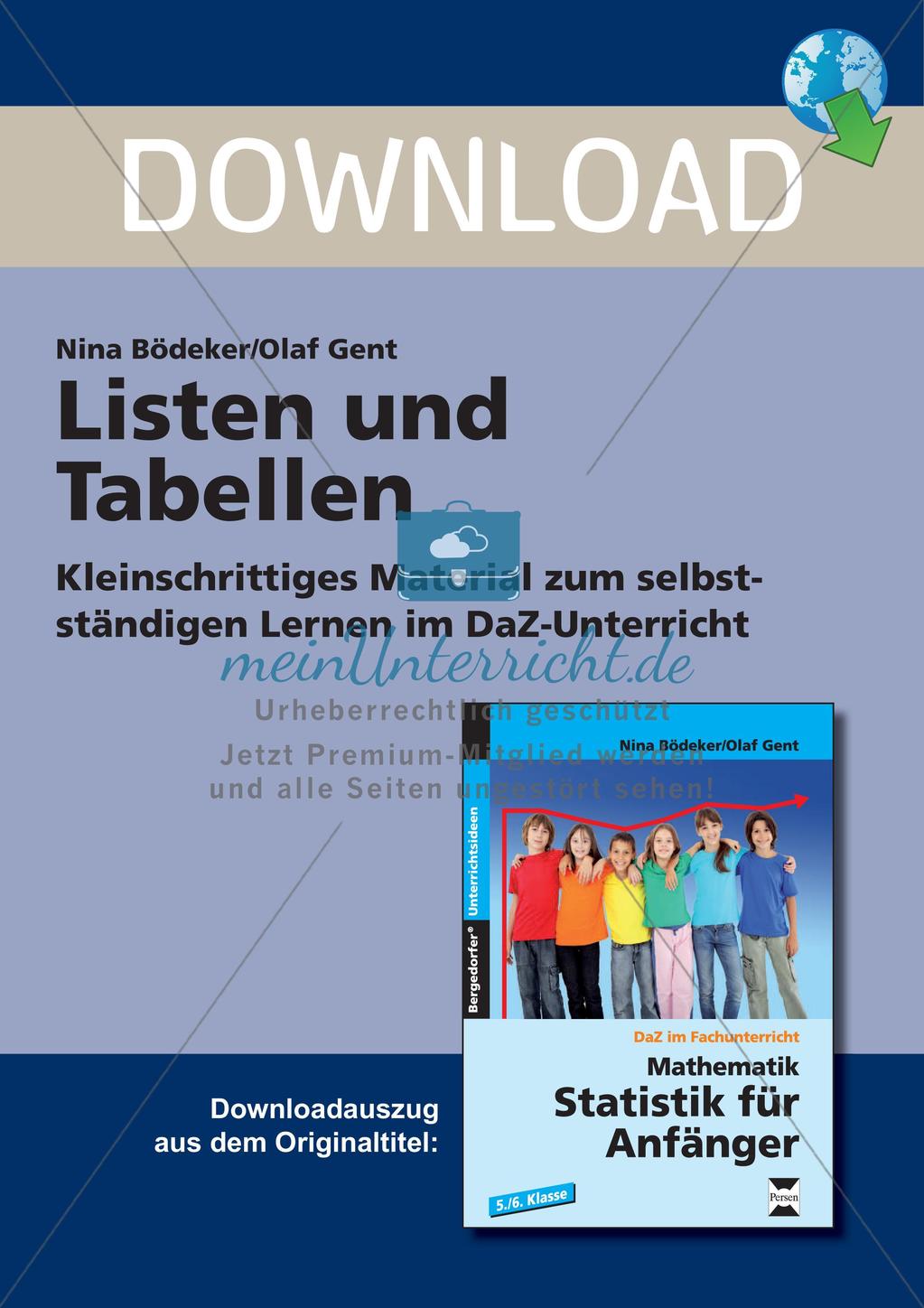 Statistik: Listen und Tabellen Preview 1