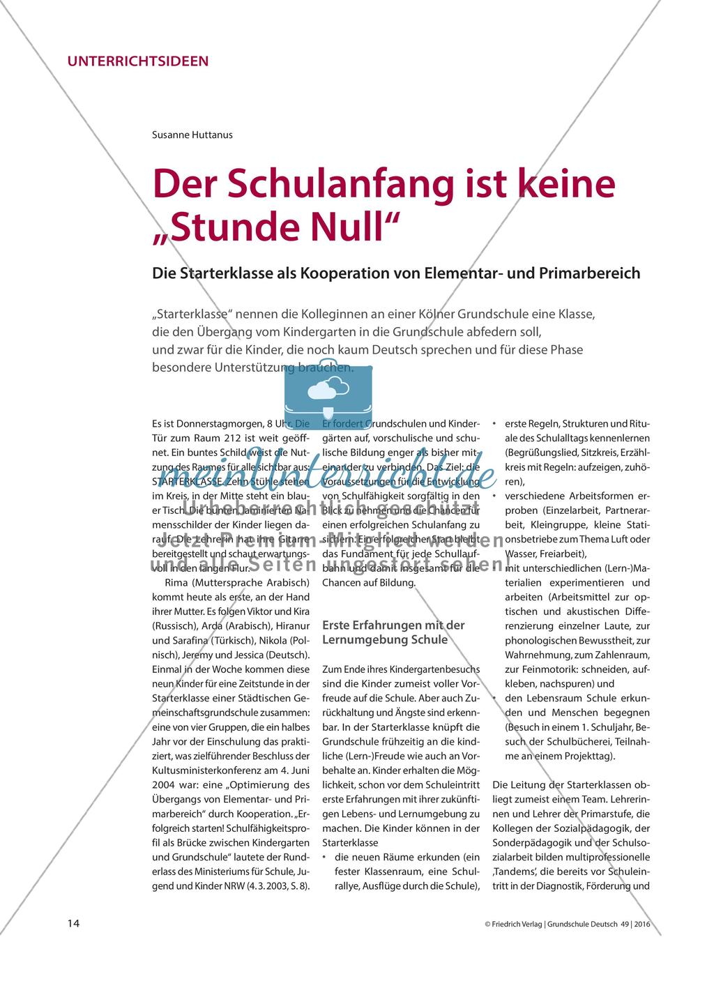 Der Schulanfang ist keine