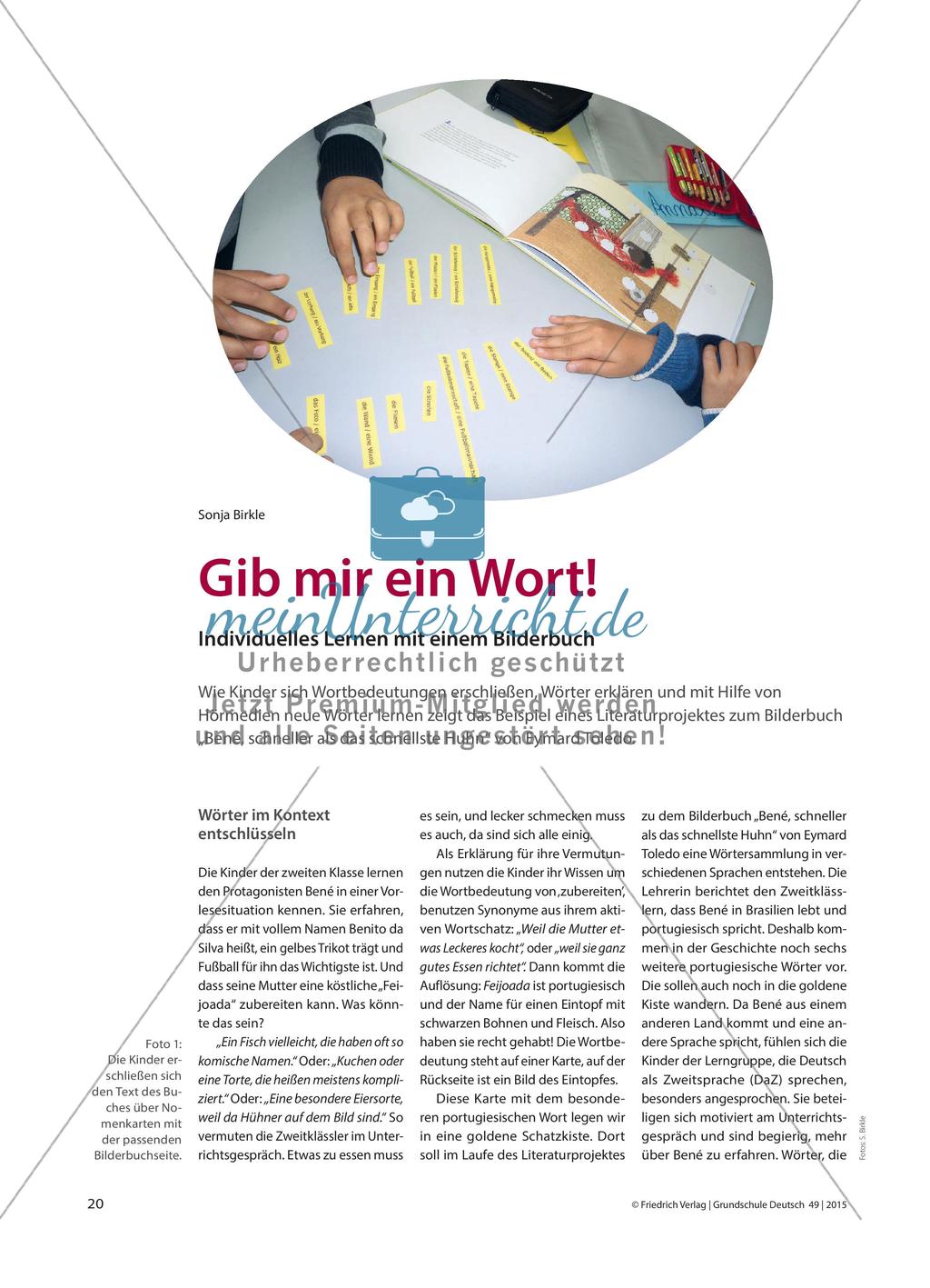 Gib mir ein Wort! - Individuelles Lernen mit einem Bilderbuch Preview 1