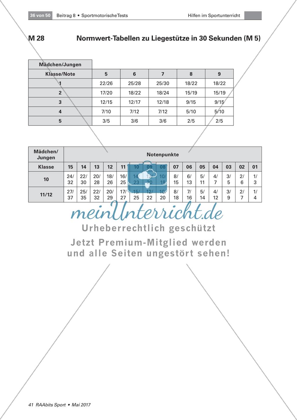 Normwert-Tabellen der Testverfahren im Schulsport Preview 12