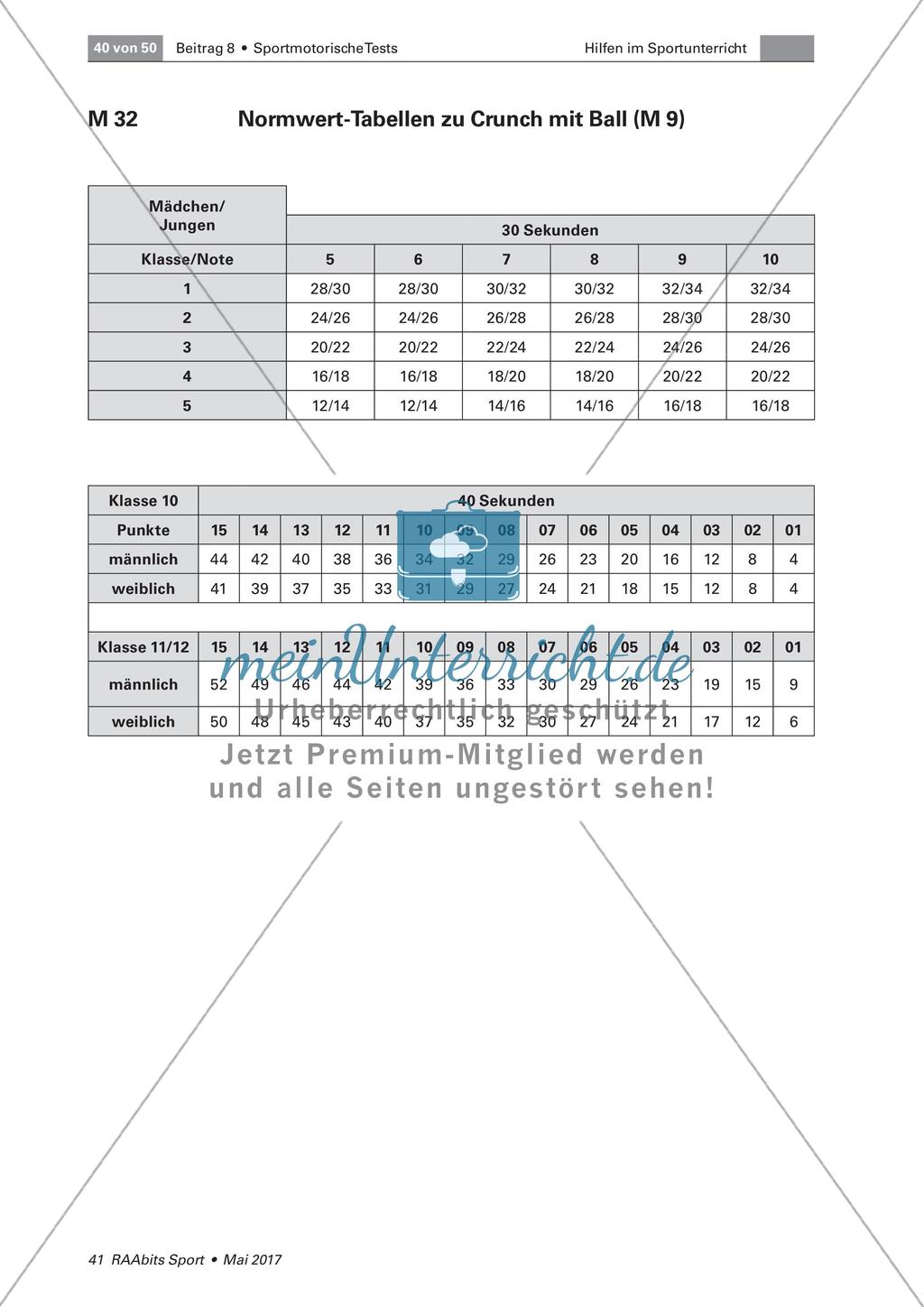 Normwert-Tabellen der Testverfahren im Schulsport Preview 16
