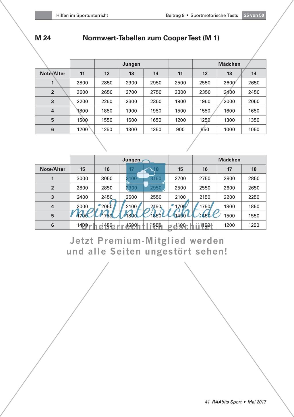 Normwert-Tabellen der Testverfahren im Schulsport Preview 1
