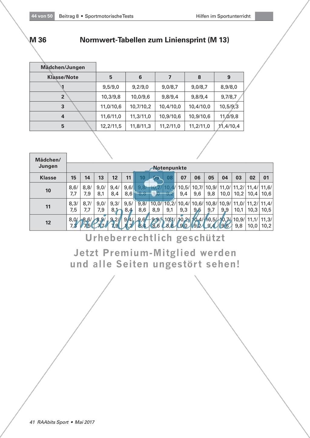 Normwert-Tabellen der Testverfahren im Schulsport Preview 20
