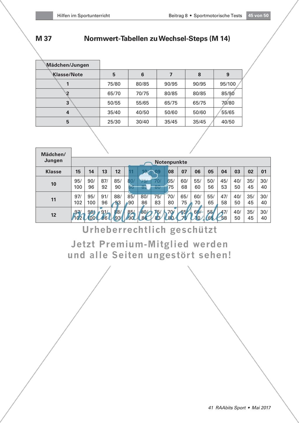 Normwert-Tabellen der Testverfahren im Schulsport Preview 21