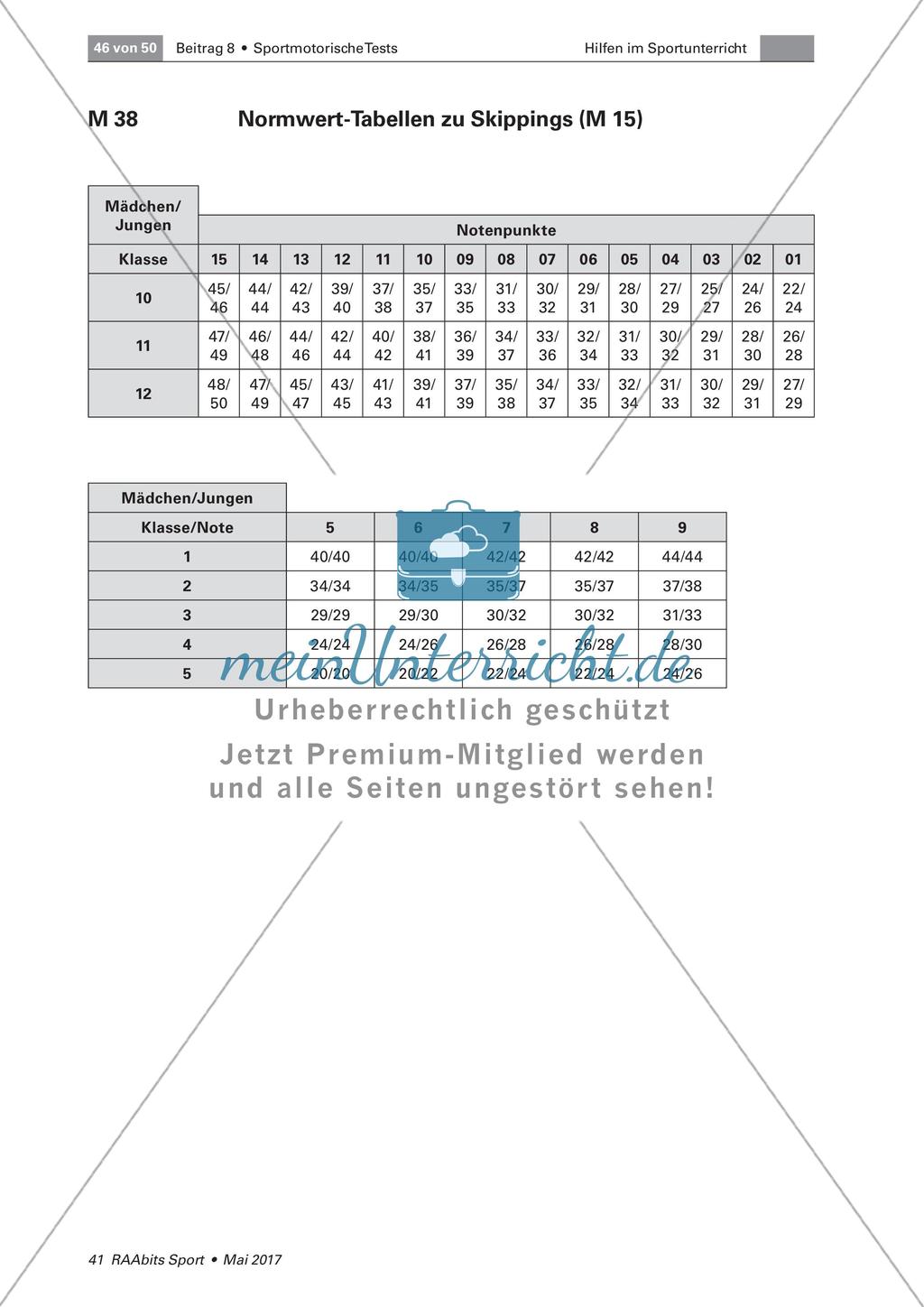 Normwert-Tabellen der Testverfahren im Schulsport Preview 22