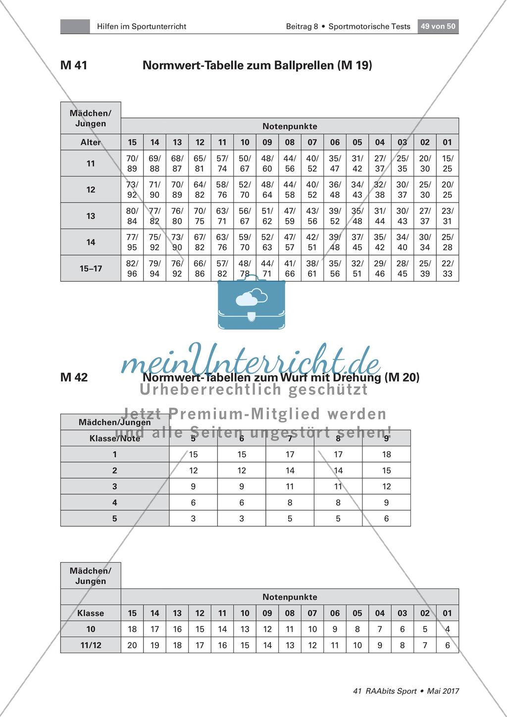 Normwert-Tabellen der Testverfahren im Schulsport Preview 25