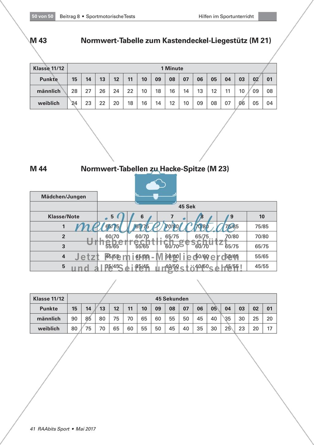 Normwert-Tabellen der Testverfahren im Schulsport Preview 26