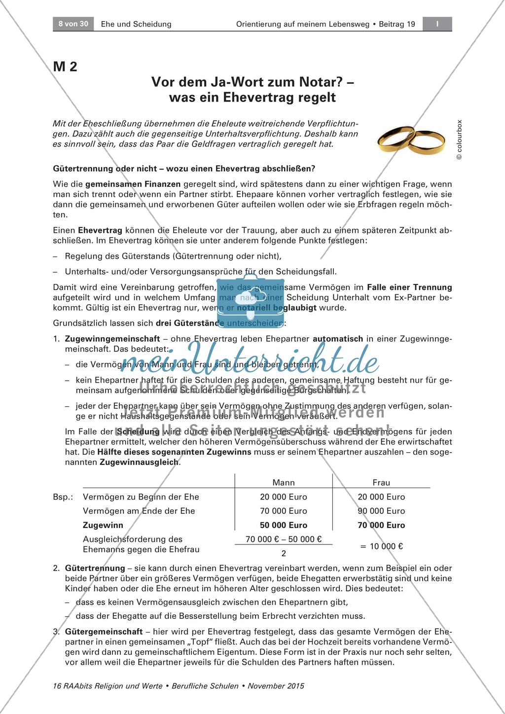 Das Ehe- und Scheidungsrecht - meinUnterricht