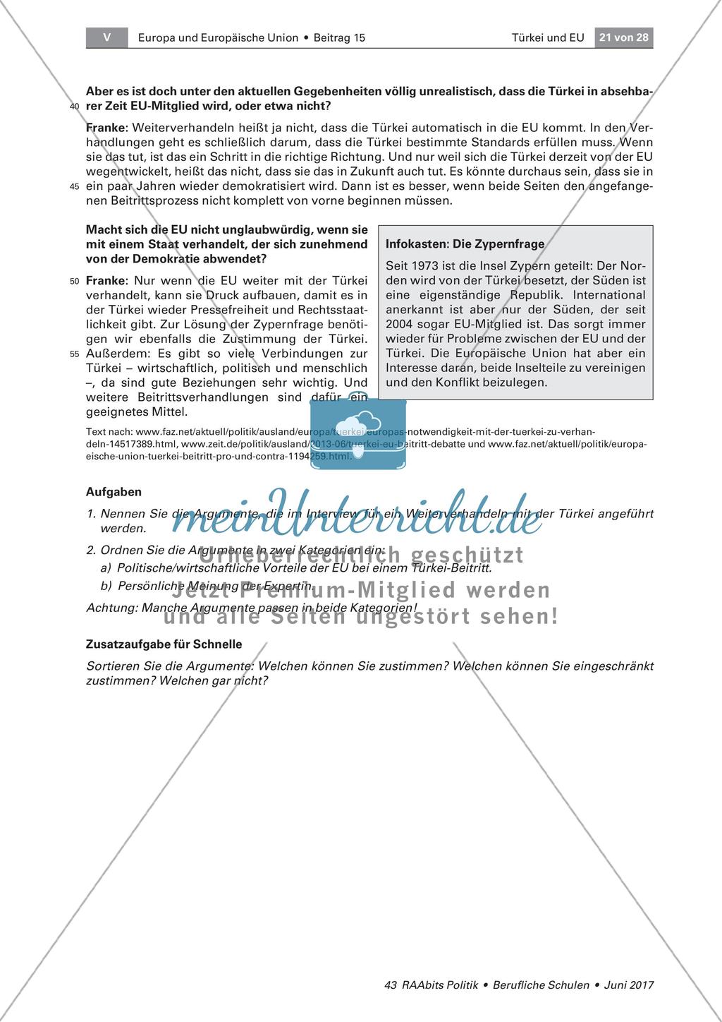 Pro Und Kontro Eines Eu Beitritts Der Turkei Meinunterricht