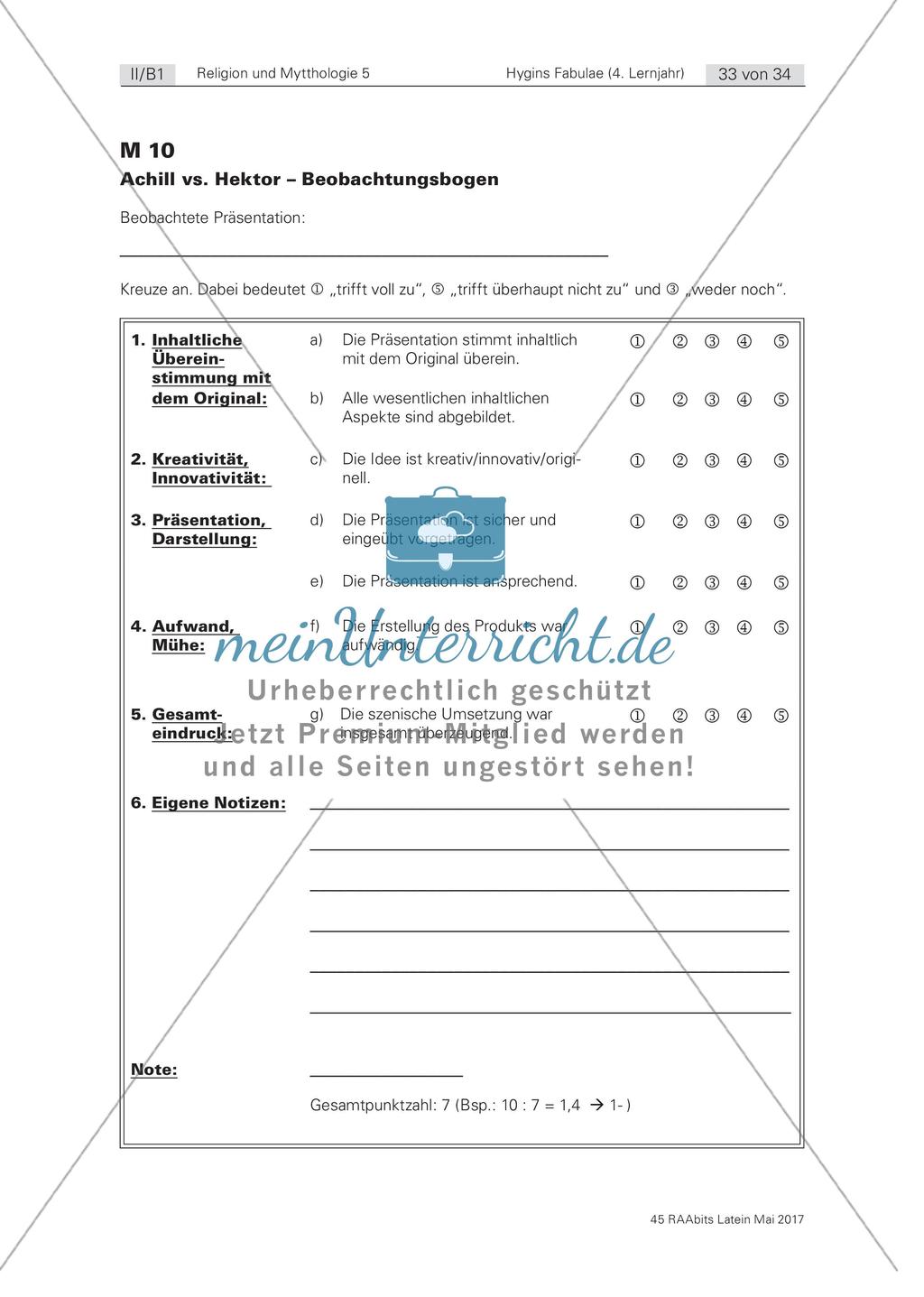 Hygins Fabulae: Szenische Interpretation von Achill vs. Hektor Preview 2