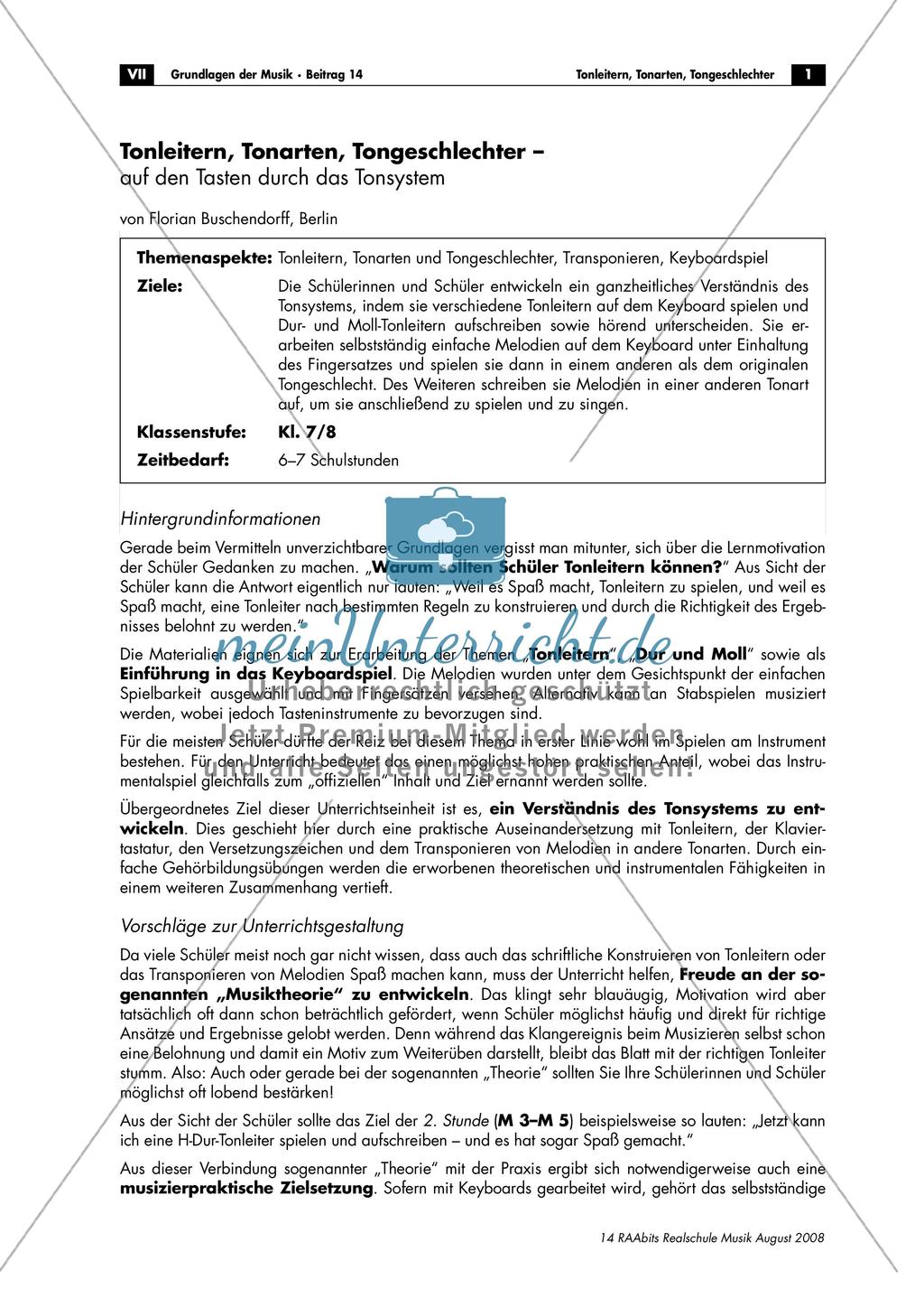 Tonleitern, Tonarten, Tongeschlechter Preview 1