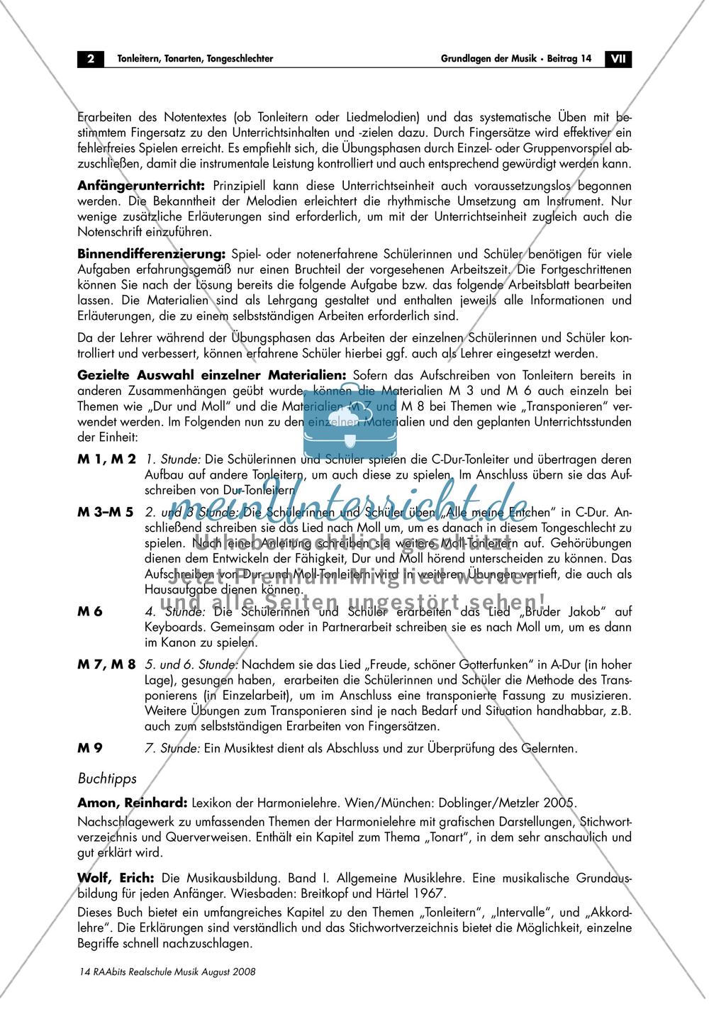 Tonleitern, Tonarten, Tongeschlechter Preview 2