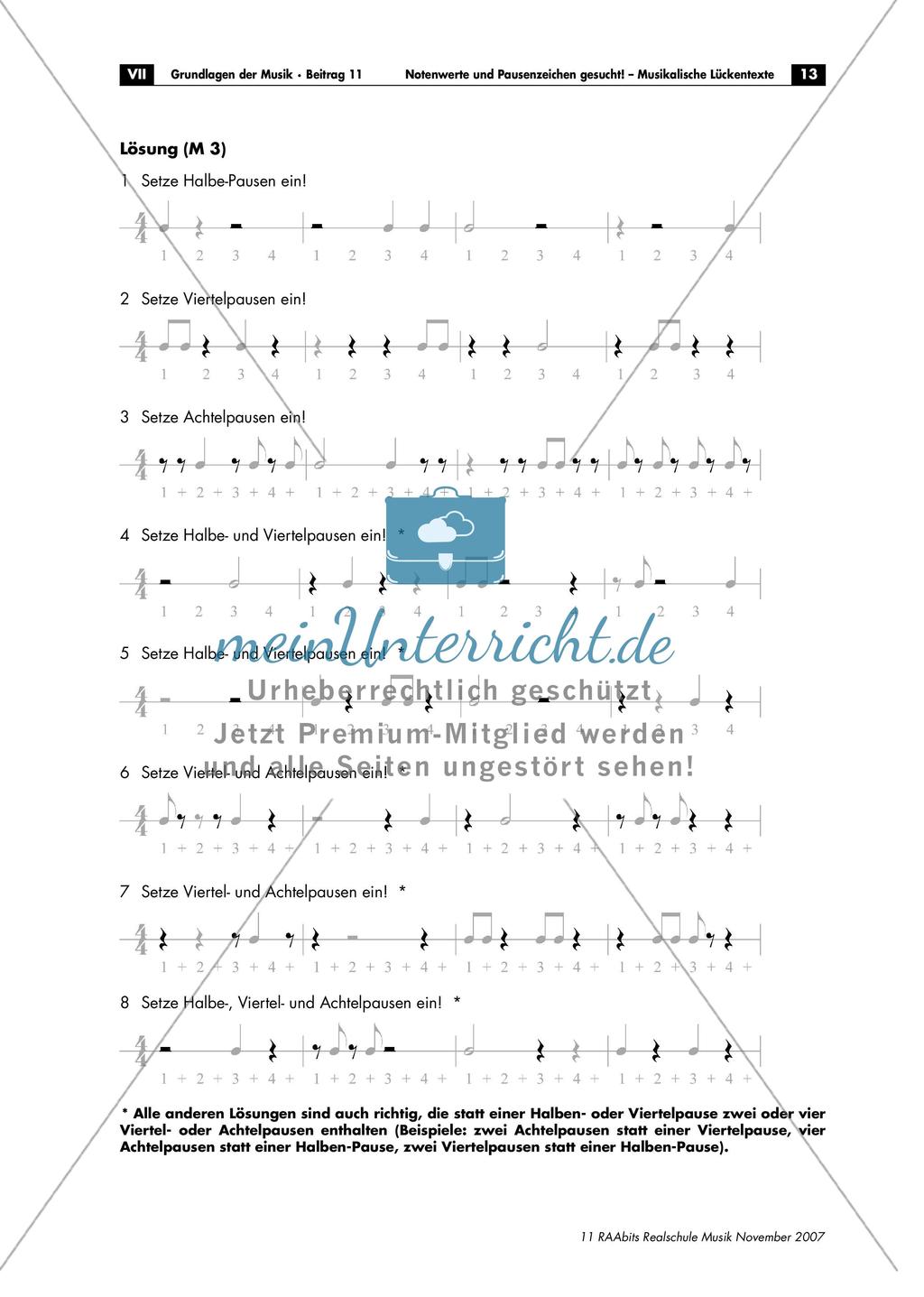 Musikalische Lückentexte: Notenwerte und Pausenzeichen Preview 13
