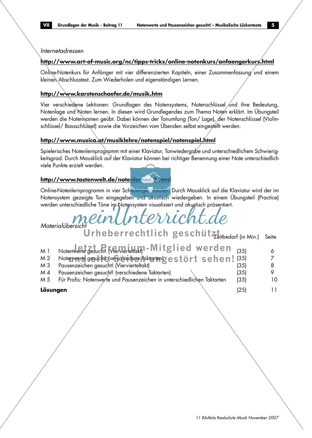 Musikalische Lückentexte: Notenwerte und Pausenzeichen Preview 5