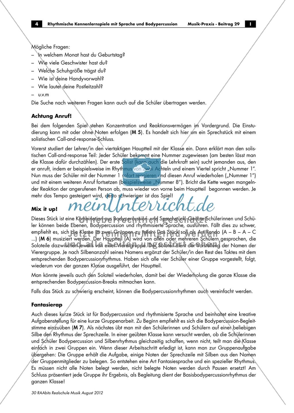 Rhythmische Kennenlernspiele Preview 4