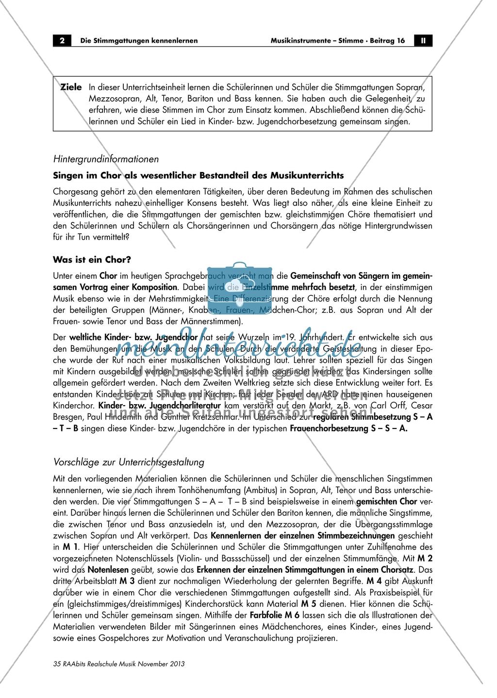 Stimmgattungen: Sopran - Alt - Tenor - Bass Preview 2